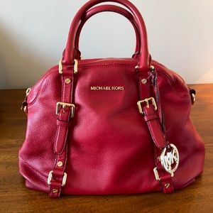 Michael Kors cherry red leather handbag